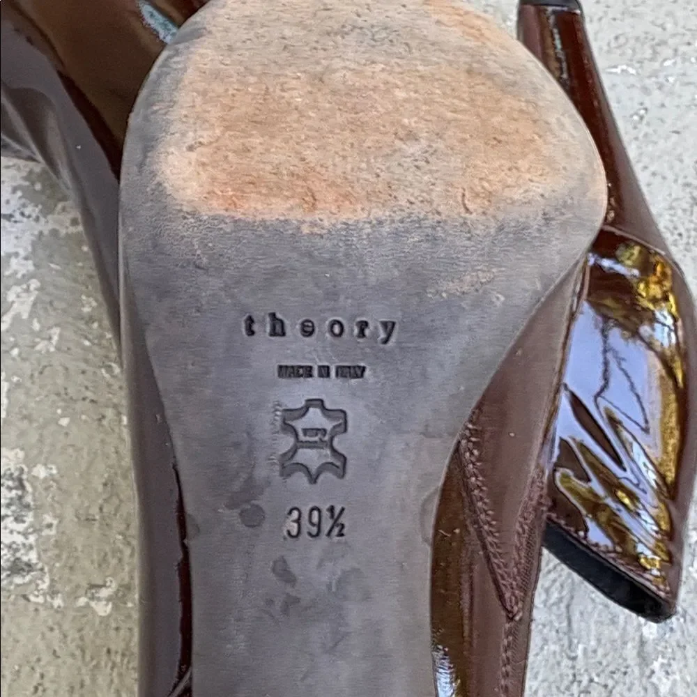 Theory patent leather booties